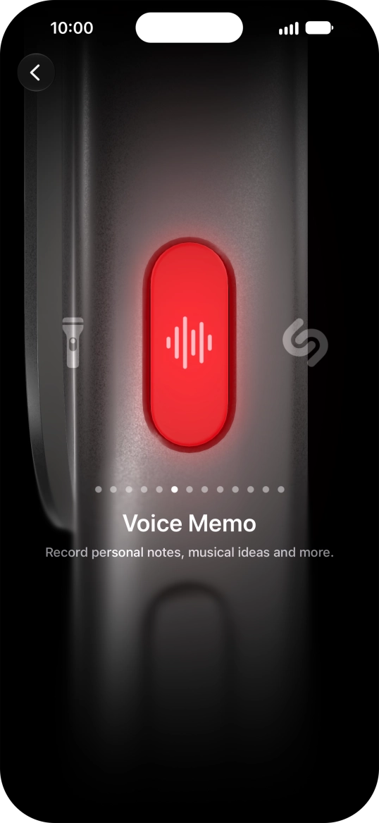 Slide your finger right or left on the screen to select the required function.