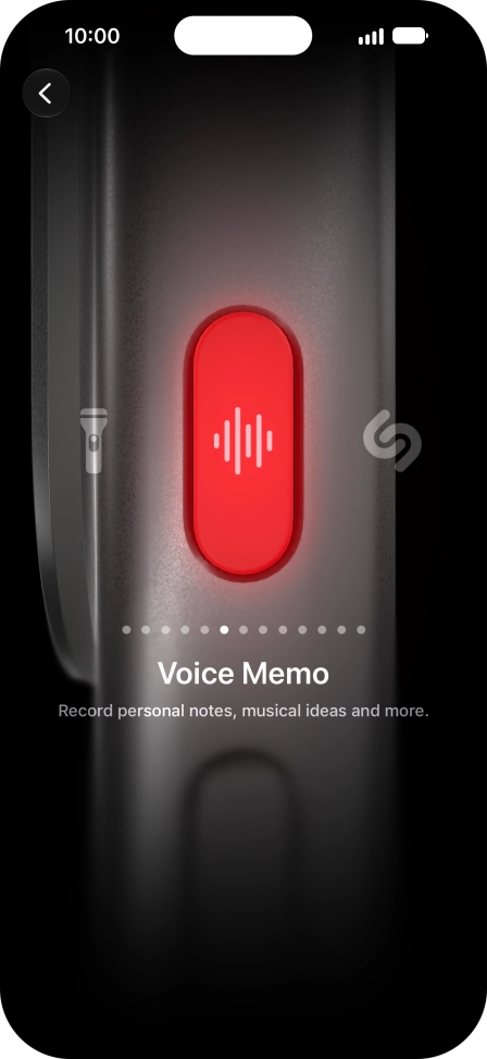 Slide your finger right or left on the screen to select the required function.