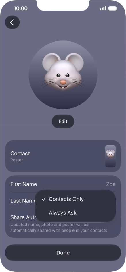 Press the required setting. Press the required setting.