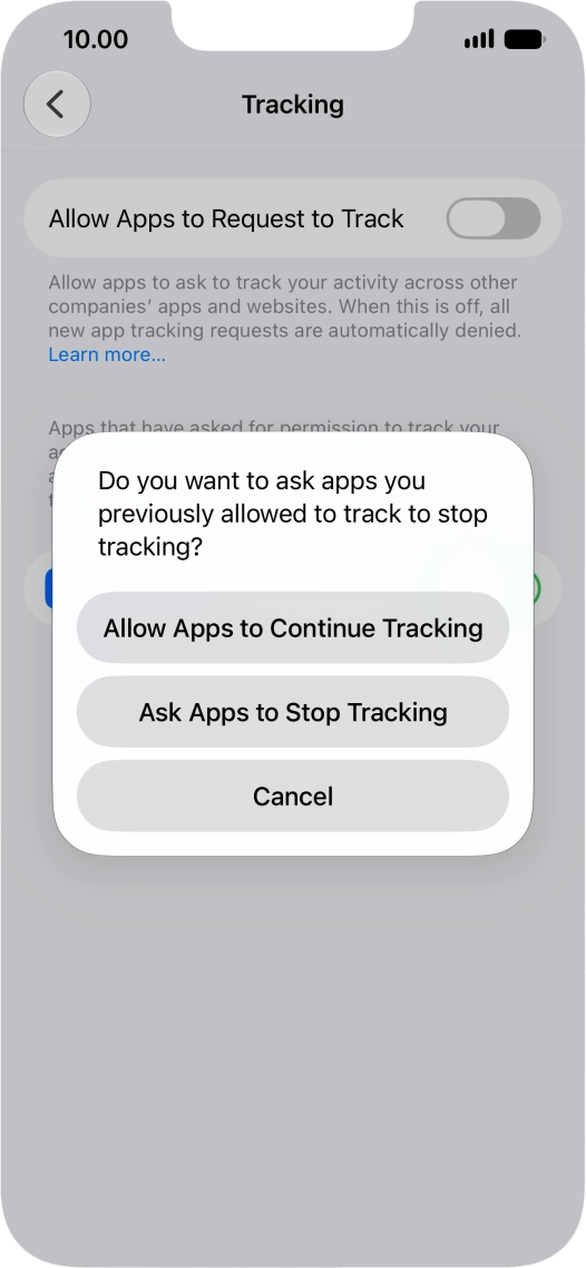 If you turn off the function, press the required setting.