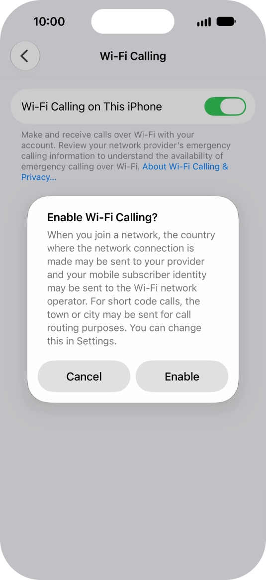 If you turn on the function, press Enable.