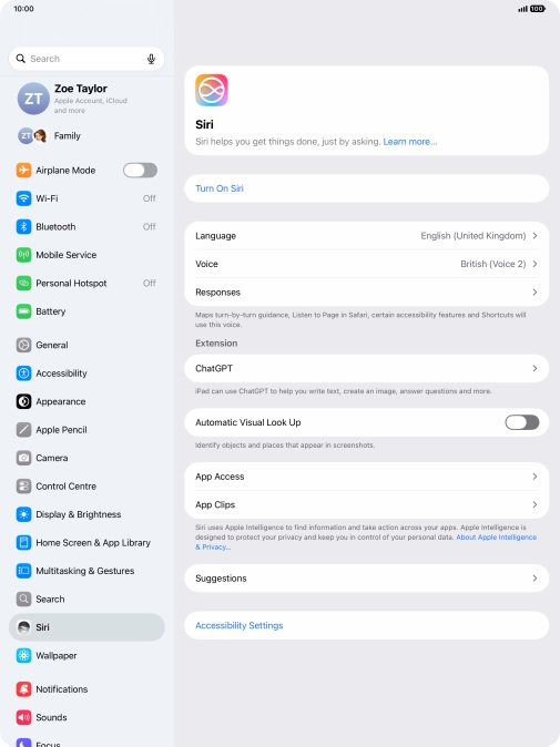 If it's the first time you use Siri AI, press Turn On Siri.