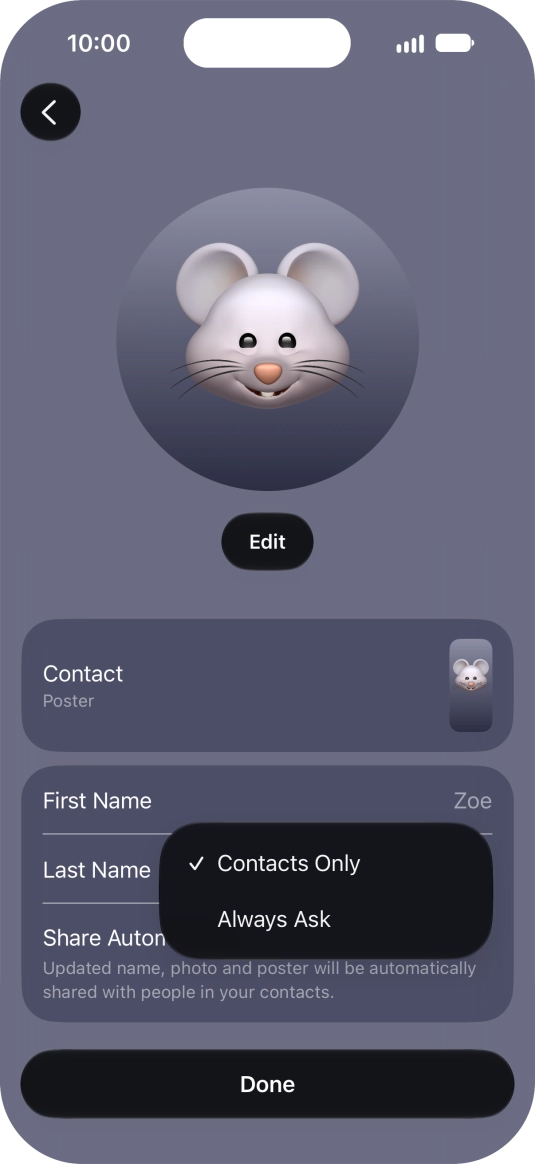 Press the required setting. Press the required setting.