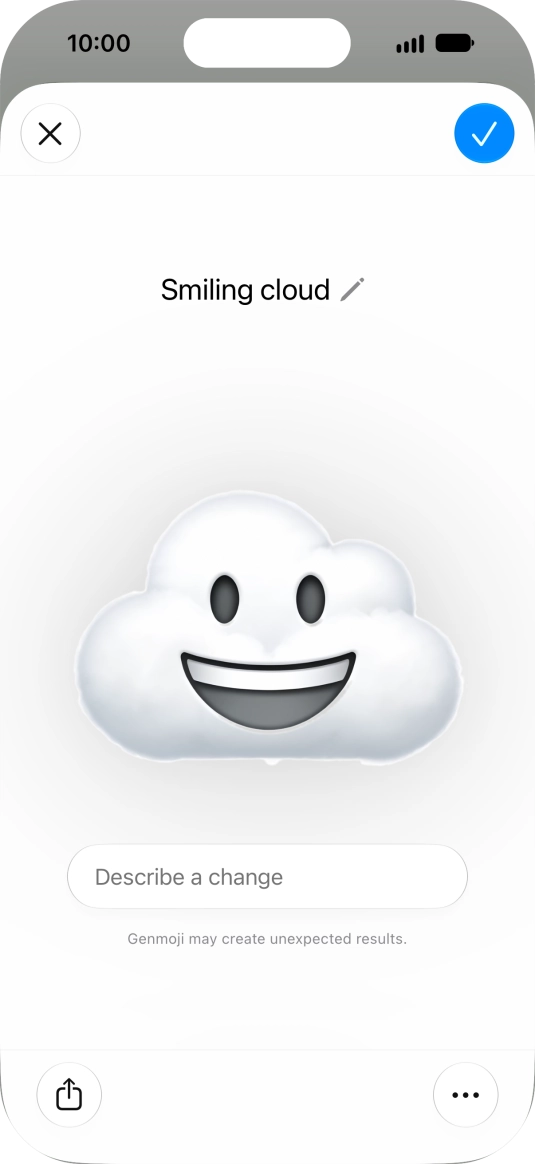To add or change something about your Genmoji, press Describe a change and follow the instructions on the screen to describe the required changes. To add or change something about your Genmoji, press Describe a change and follow the instructions on the screen to describe the required changes.