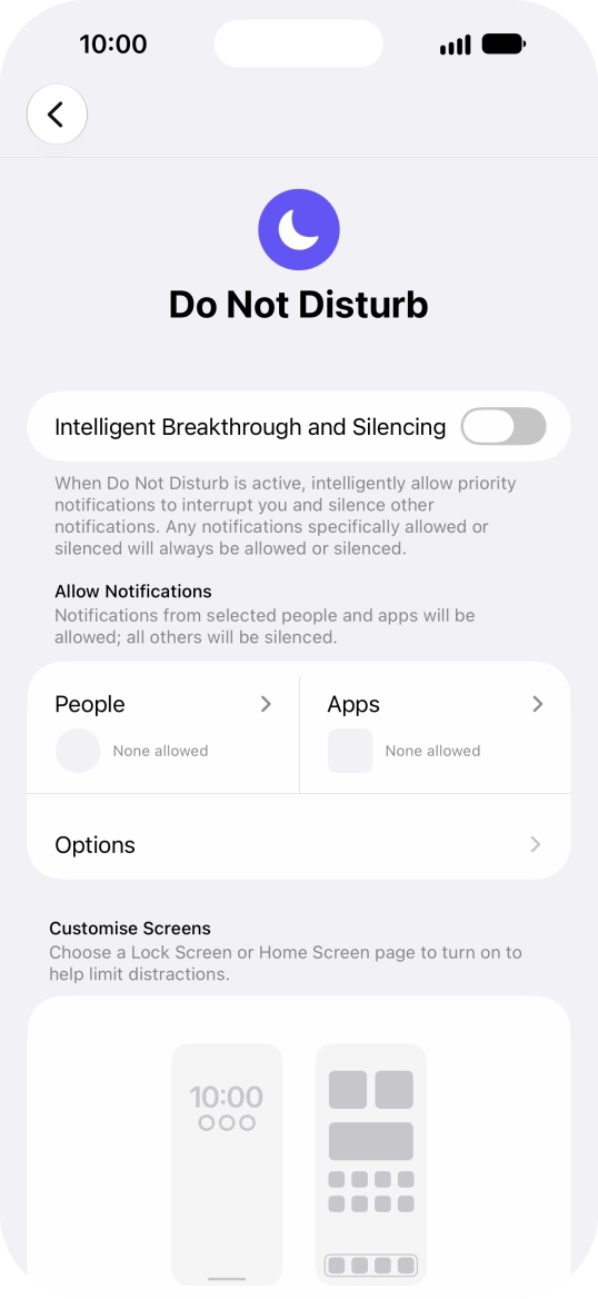 Press People and follow the instructions on the screen to select which contacts you would like to receive calls and notifications from when Do Not Disturb is turned on.