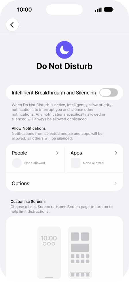 Press People and follow the instructions on the screen to select which contacts you would like to receive calls and notifications from when Do Not Disturb is turned on.