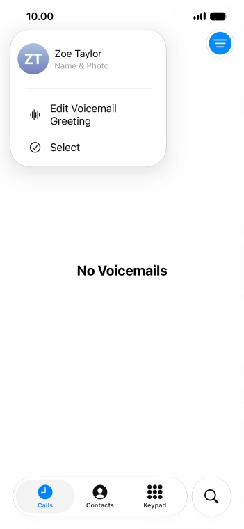 Press Edit Voicemail Greeting.
