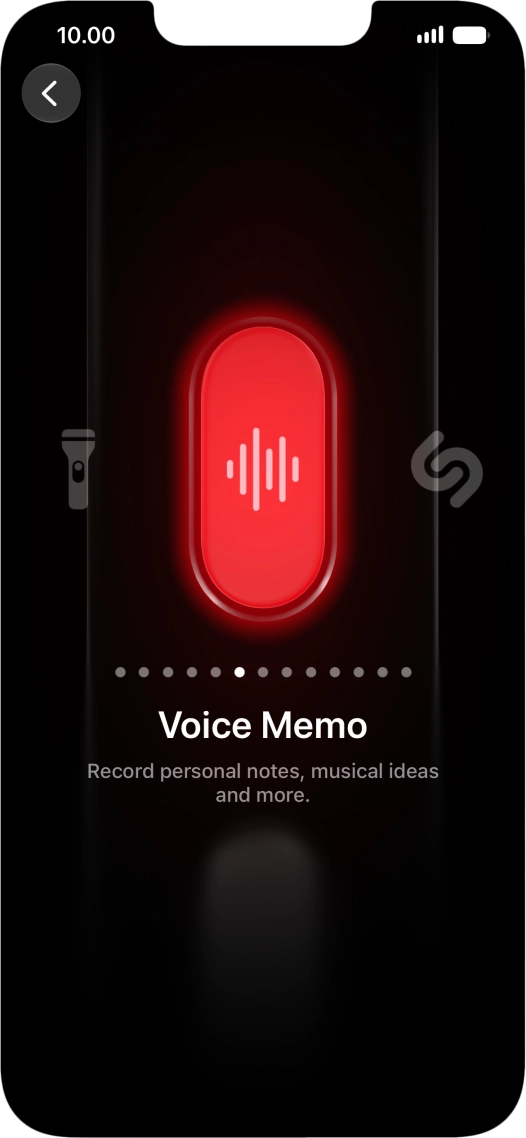 Slide your finger right or left on the screen to select the required function.