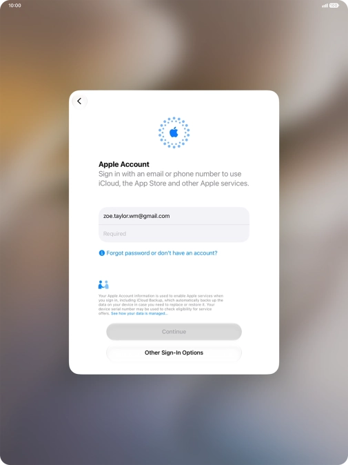 Press Required and key in the password for your Apple Account.
