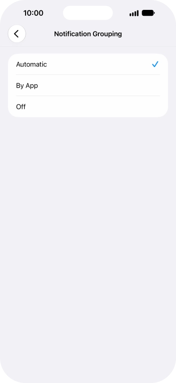 Press the required setting.