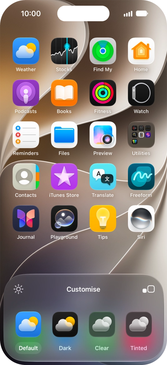 Press the required setting to select the size of app icons on the home screen.