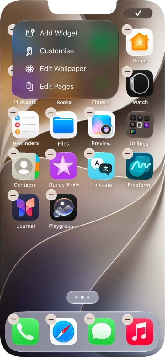 Press Customise.
