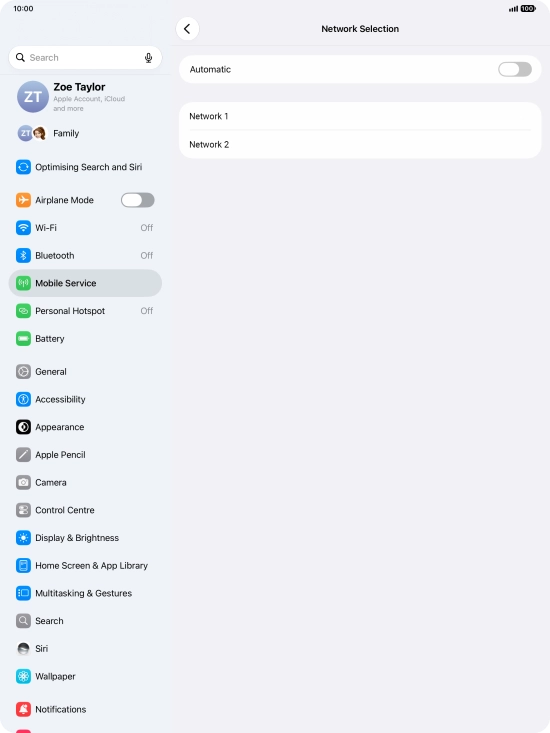 If you turn off the function, press the required network.