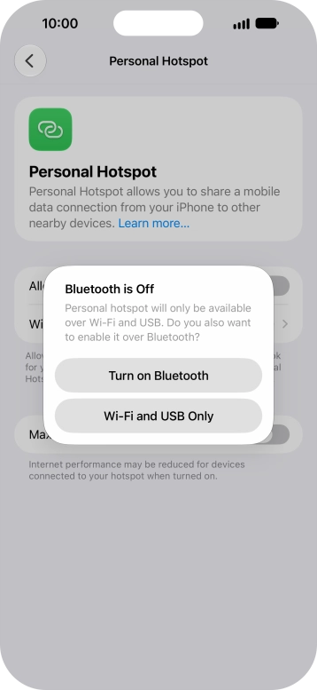 If Wi-Fi is turned on, press Wi-Fi and USB Only.