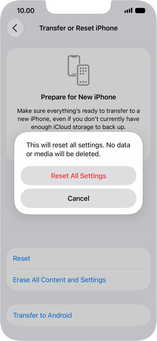 Press Reset All Settings. Press Reset All Settings.