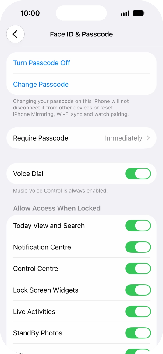 Press Turn Passcode Off and key in the phone lock code.