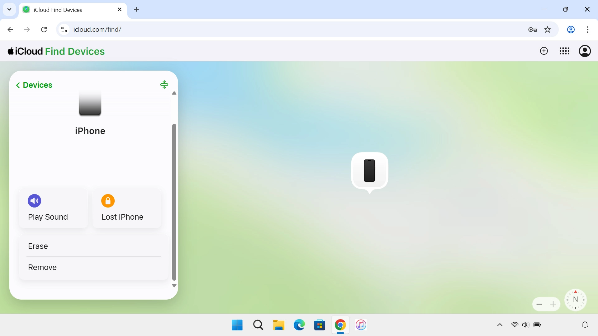Your phone's latest position is displayed on the map. Your phone's latest position is displayed on the map.