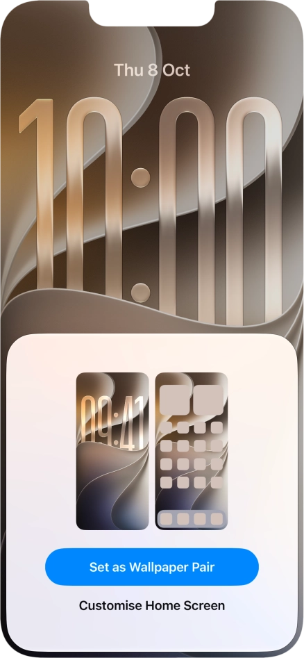 To use the same colour theme on the home screen, press Set as Wallpaper Pair.