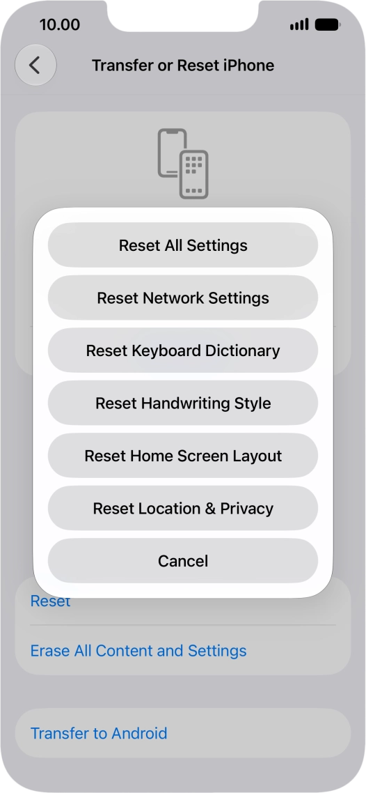 Press Reset All Settings. Press Reset All Settings.