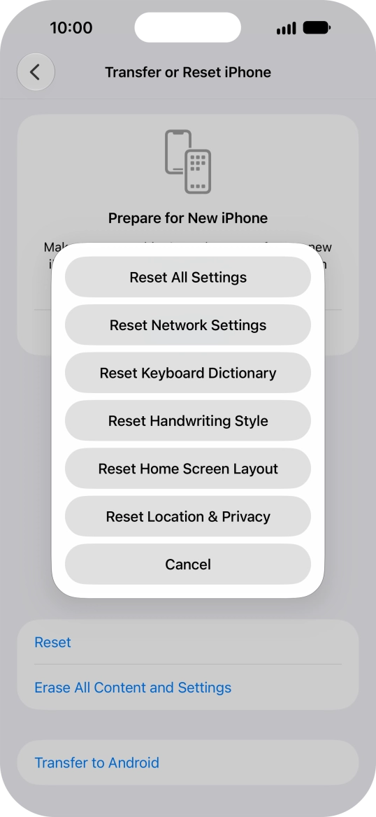 Press Reset All Settings.