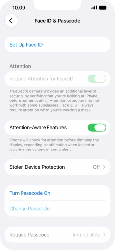 Press Turn Passcode On and key in a phone lock code of your own choice twice.
