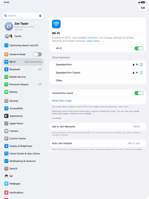 Press the required Wi-Fi network and key in the password for the Wi-Fi network.