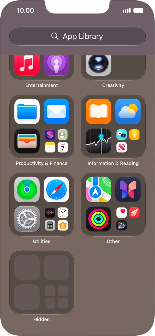 The app is now placed in the Hidden folder in the App Library.