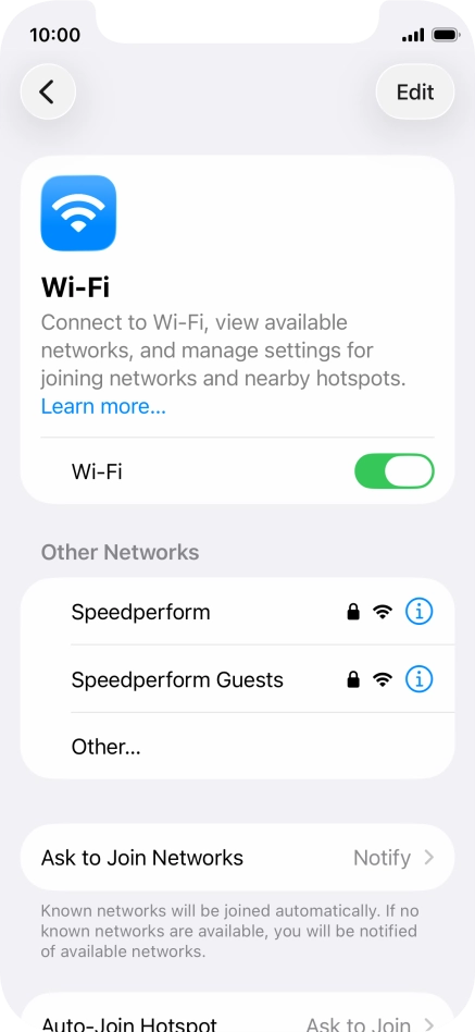 Press the required Wi-Fi network and key in the password for the Wi-Fi network.