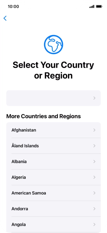 Press the required country or area.