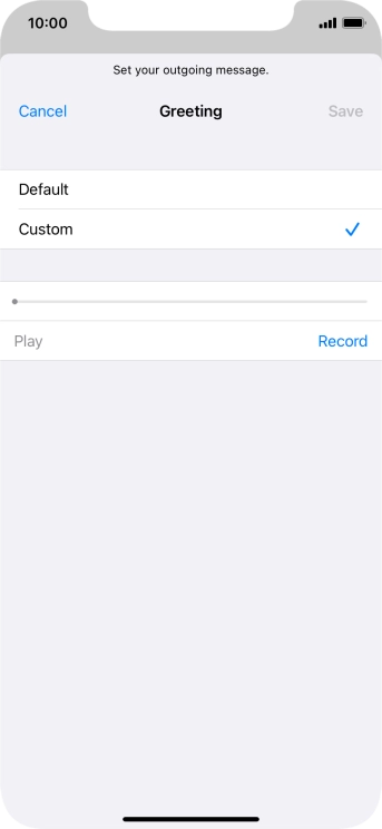 Press Record to start recording a personal greeting.