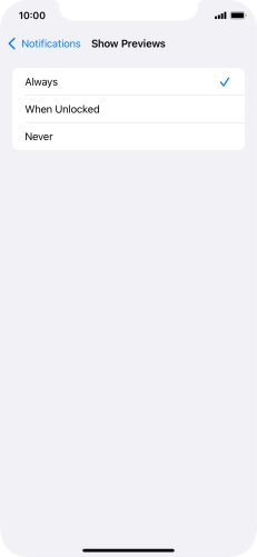 To select notification preview on the lock screen, press Always.
