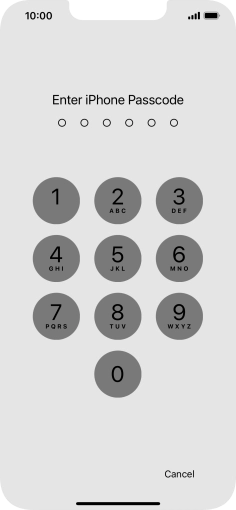 Use the phone lock code you created.