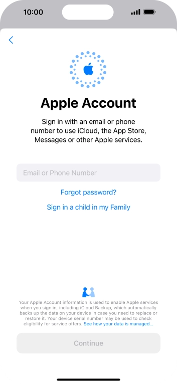 Press Email or Phone Number and key in the username for your Apple ID.