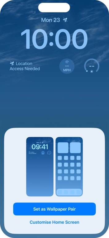 To use the same colour theme on the home screen, press Set as Wallpaper Pair.