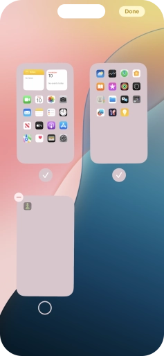 Press the delete icon next to the required home screen page.