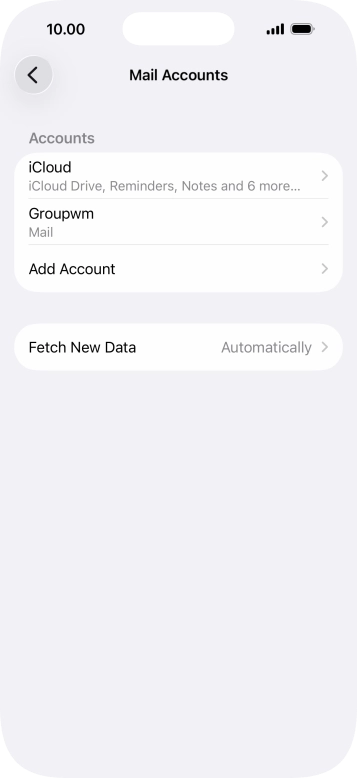 Press the name of the email account you've just set up.