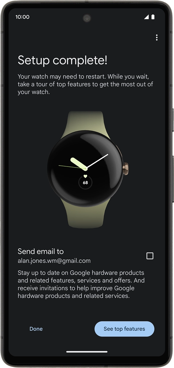 On your phone: Press Done and wait a moment while the activation of your smartwatch is completed.