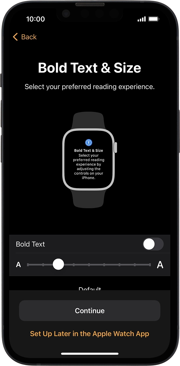 On your phone: Follow the instructions on the screen to select the required settings and press Continue.