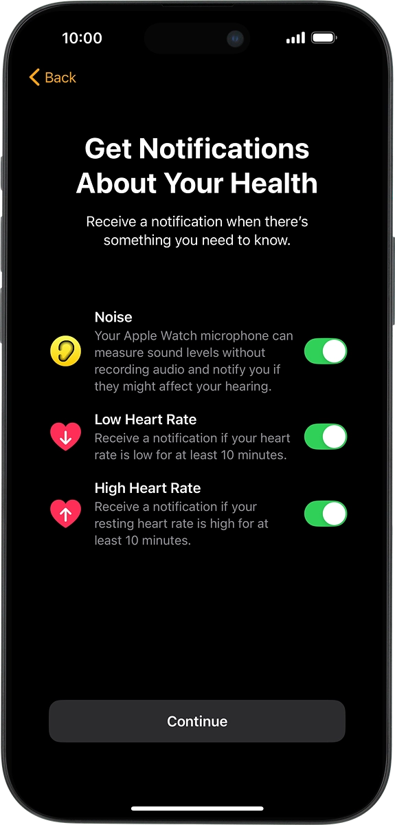 On your phone: Press the indicators to turn the required settings on or off.