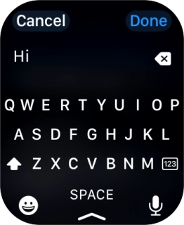Press the microphone icon and record the message.