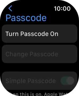 Press Turn Passcode On and key in a lock code of your own choice twice.