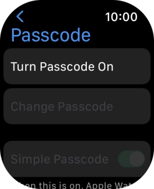 Press Turn Passcode On and key in a lock code of your own choice twice.