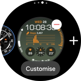 Press the required watch face.