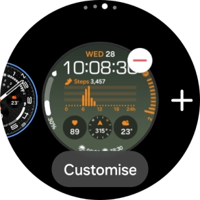 Press the required watch face.