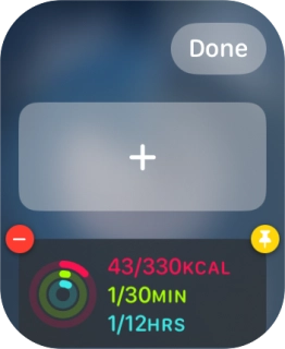 Press the pin widget icon on the required widget to pin it to the top of the stack.