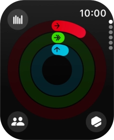 The screen will tell you how far you are from completing your daily activity goals. When the coloured rings are closed, you've reached the goals of your daily activity.