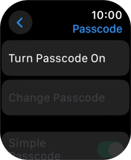 Press Turn Passcode On and key in a lock code of your own choice twice.