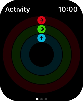The screen will tell you how far you are from completing your daily activity goals. When the coloured rings are closed, you've reached the goals of your daily activity.