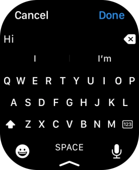 Press the microphone icon and record the message.
