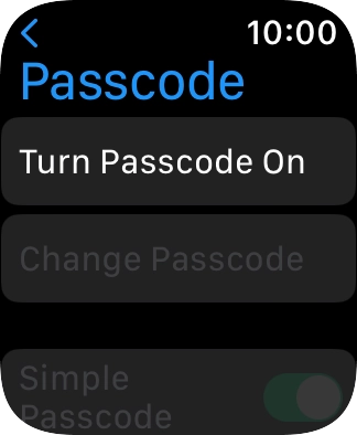 Press Turn Passcode On and key in a lock code of your own choice twice.